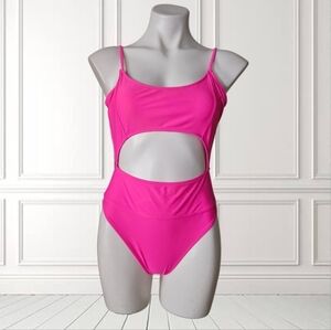 Hot Pink Cutout One-Piece Swimsuit M